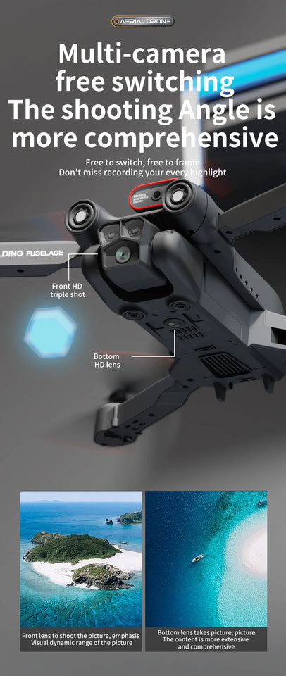 New M17 Max Drone 8K Professinal Optical Flow Dron Triple HD Camera Foldable RC Helicopter WIFI FPV Height Hold Sell LED 5000M