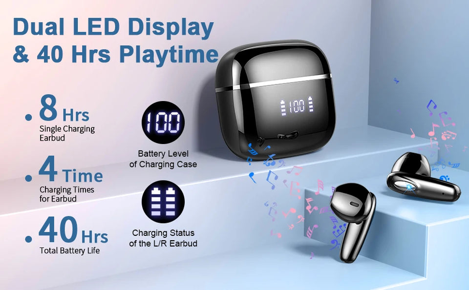 Wireless Earbuds, Bluetooth 5.3, 4 ENC Noise Canceling Mic