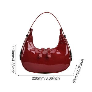 Retro Red Bag for Women Girls Half Moon Bag