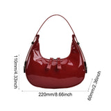 Retro Red Bag for Women Girls Half Moon Bag