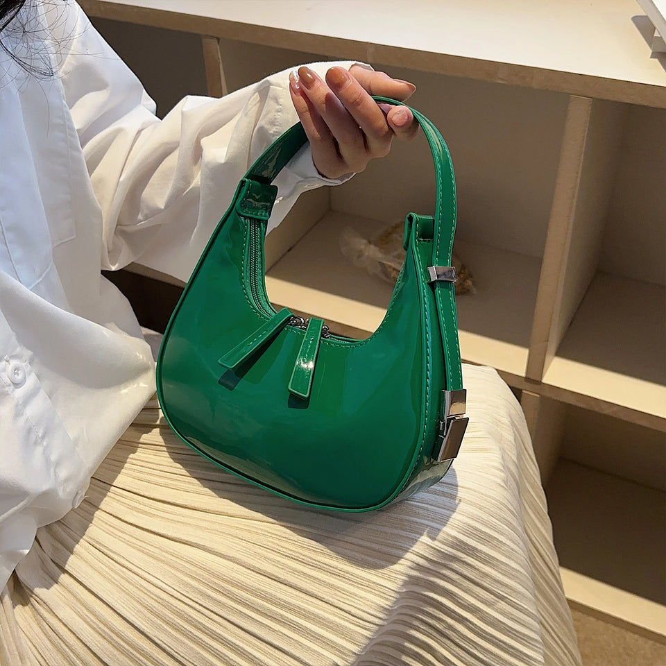 Retro Red Bag for Women Girls Half Moon Bag