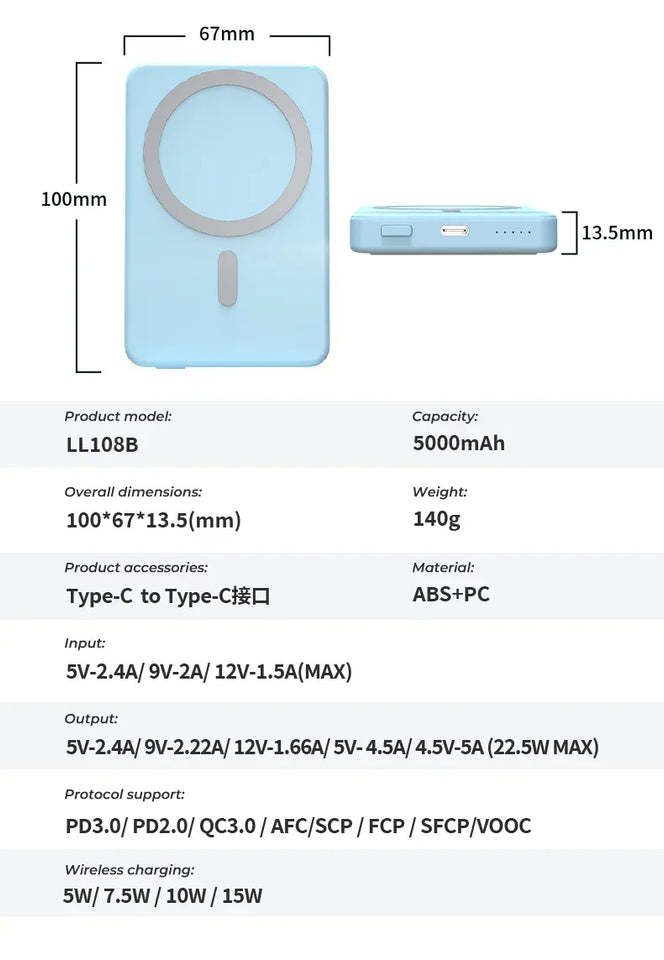 10000mah Foldable Magnetic Power Bank For IPhone External Battery Powerbank Wireless Charger For iPhone Huawei Xiaomi Samsung