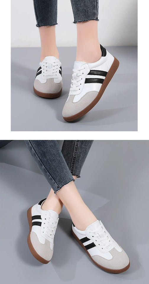 Women Shoes Fashion Casual Flats Vulcanize Shoes Ladies Outdoor Walking Sneakers Women Comfortable Classical Shoes Black White