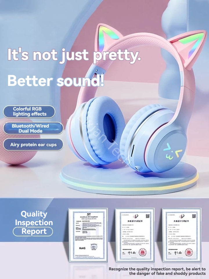 RGB Glow Portable Headphones Blutooth