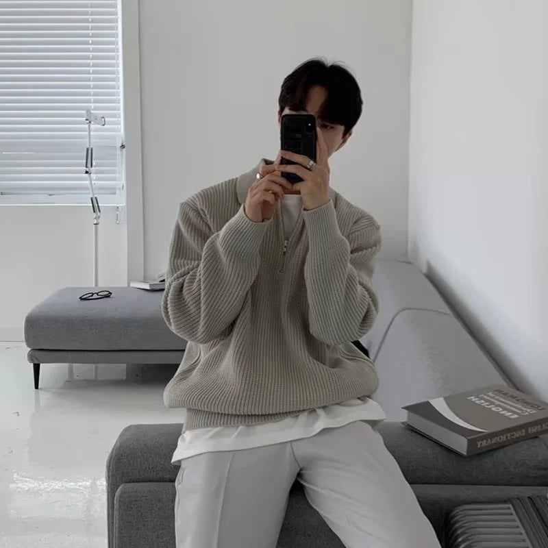Men Korean Fashion Knitwear Harajuku Knit Sweater