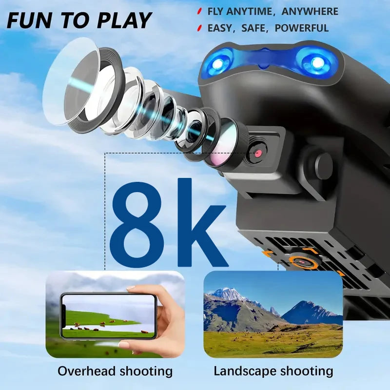 Drones with camera for Adults 8K,Auto-Follow, Trajectory Flight,One Key Take Off, 2 Batteries, Drones for Adults Kids Christmas