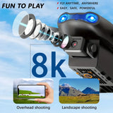 Drones with camera for Adults 8K,Auto-Follow, Trajectory Flight,One Key Take Off, 2 Batteries, Drones for Adults Kids Christmas