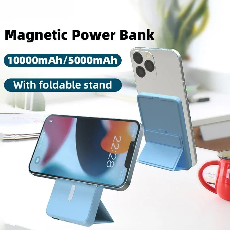 10000mah Foldable Magnetic Power Bank For IPhone External Battery Powerbank Wireless Charger For iPhone Huawei Xiaomi Samsung