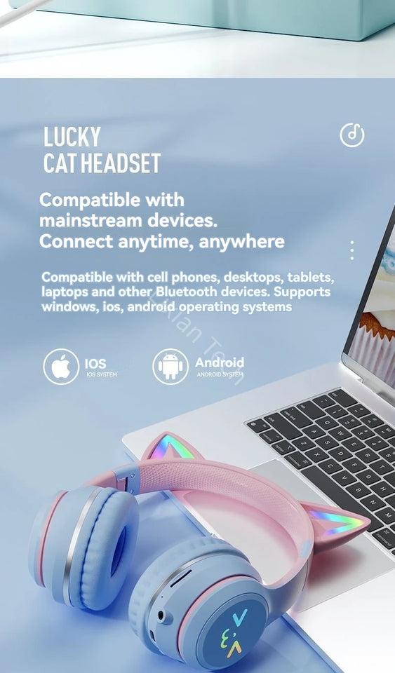 RGB Glow Portable Headphones Blutooth
