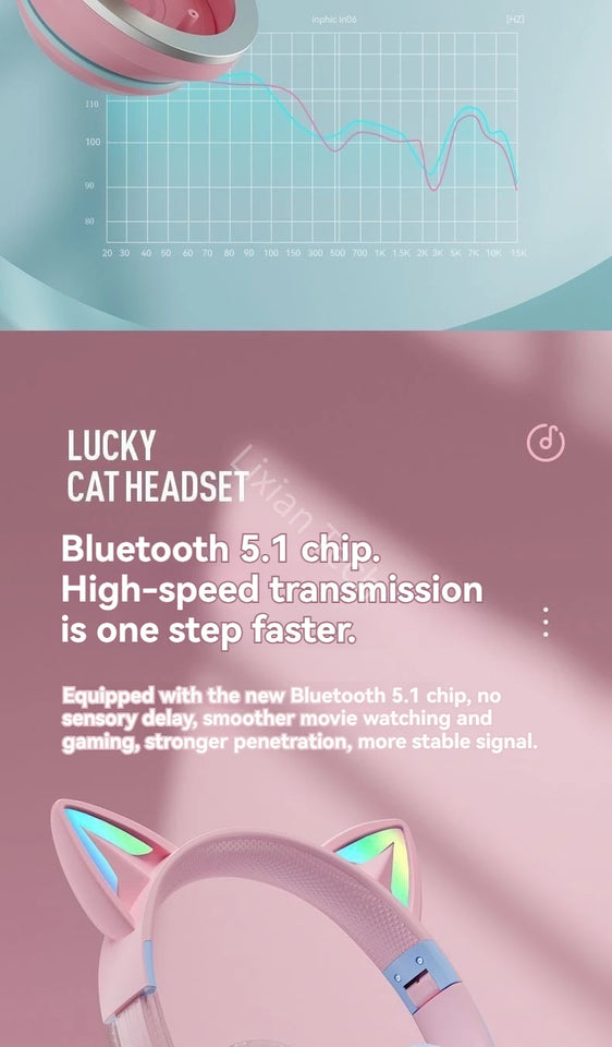 RGB Glow Portable Headphones Blutooth