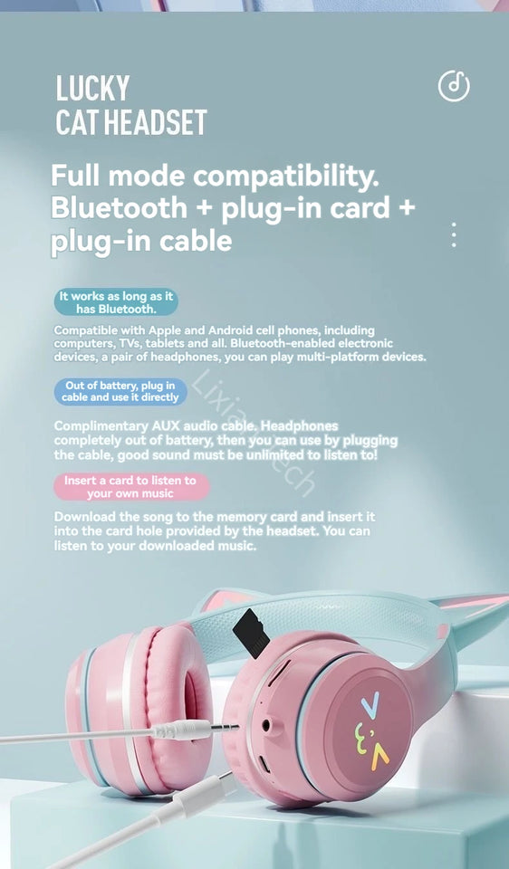 RGB Glow Portable Headphones Blutooth