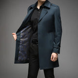 Spring Autumn Long Trench Men Fashion Business Casual Windbreaker Coat Mens Solid Single Breasted Trench Outerwear Plus Size 5Xl