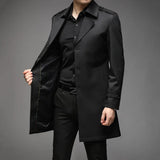 Spring Autumn Long Trench Men Fashion Business Casual Windbreaker Coat Mens Solid Single Breasted Trench Outerwear Plus Size 5Xl