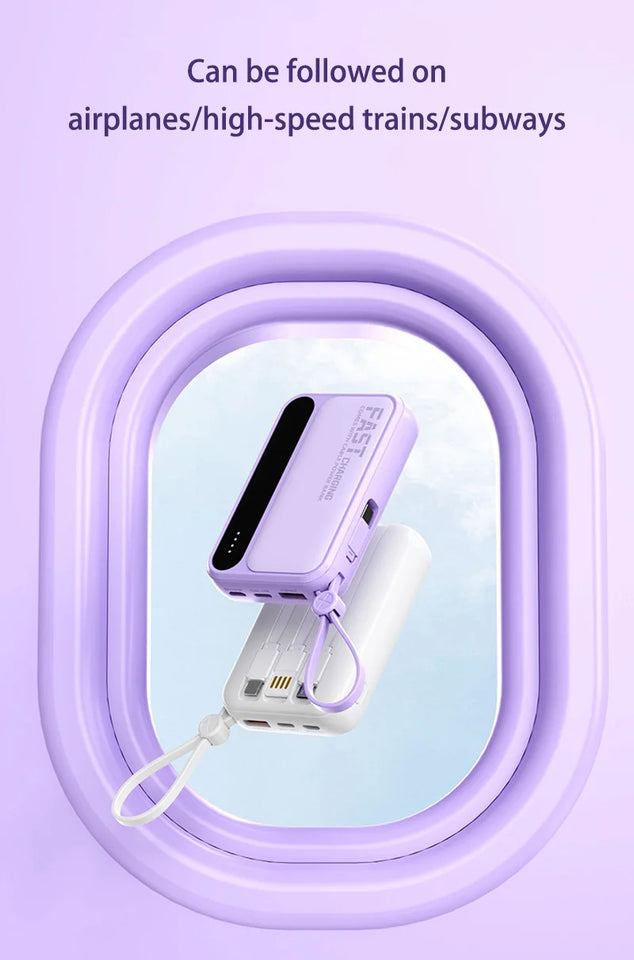 Xiaomi 100000mAh Large Capacity Power Bank Portable fast charging power bank with built-in 4 Cables Battery For IPhone Samsung