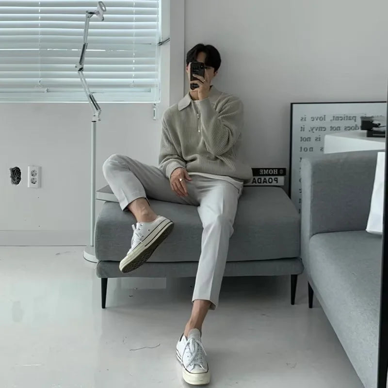 Men Korean Fashion Knitwear Harajuku Knit Sweater