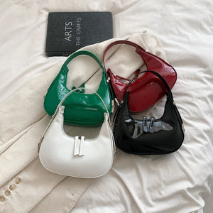 Retro Red Bag for Women Girls Half Moon Bag