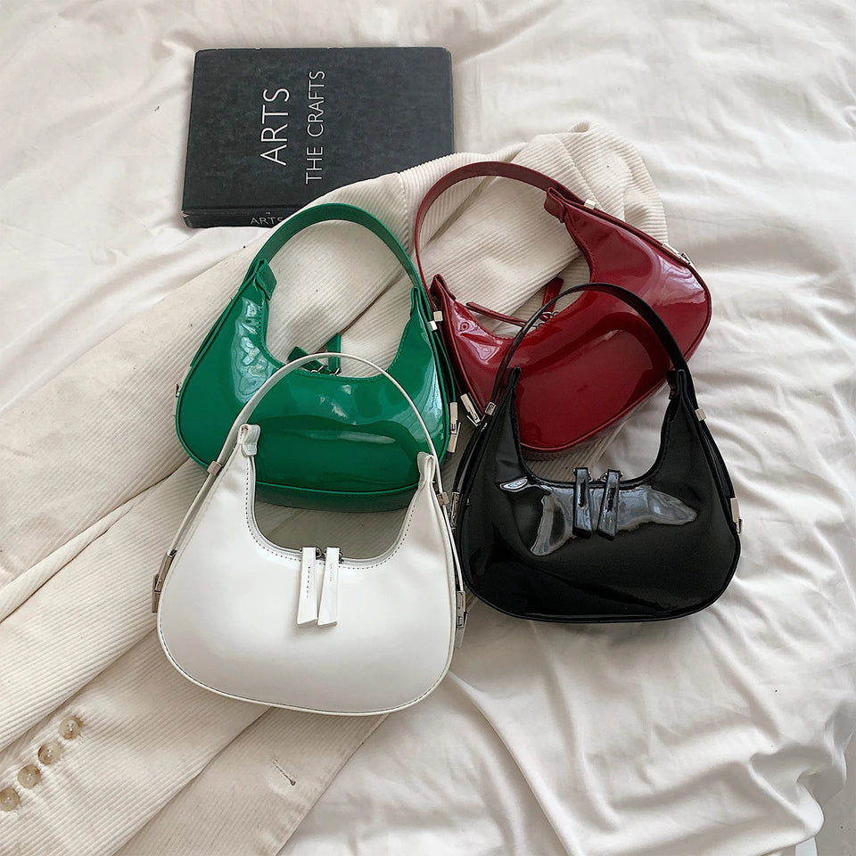Retro Red Bag for Women Girls Half Moon Bag