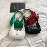 Retro Red Bag for Women Girls Half Moon Bag