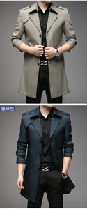 Spring Autumn Long Trench Men Fashion Business Casual Windbreaker Coat Mens Solid Single Breasted Trench Outerwear Plus Size 5Xl