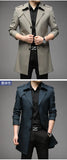 Spring Autumn Long Trench Men Fashion Business Casual Windbreaker Coat Mens Solid Single Breasted Trench Outerwear Plus Size 5Xl