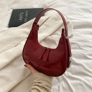Retro Red Bag for Women Girls Half Moon Bag
