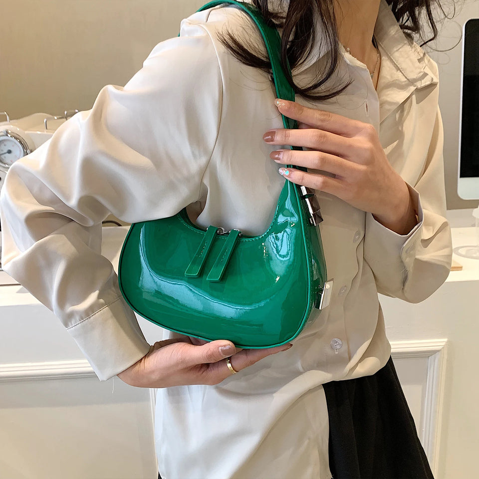 Retro Red Bag for Women Girls Half Moon Bag