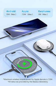 Baseus 15W Fast Wireless Charger For iPhone 16 15 14 13 Airpods Visible Qi Wireless Charging Pad For Samsung S22 S10 Xiaomi LG
