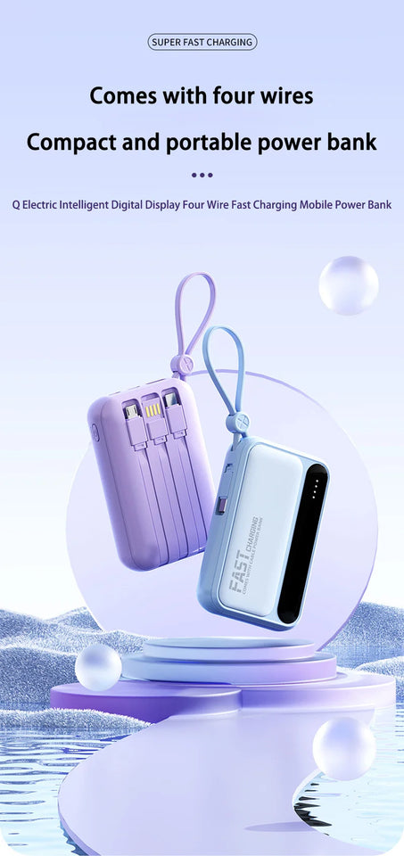 Xiaomi 100000mAh Large Capacity Power Bank Portable fast charging power bank with built-in 4 Cables Battery For IPhone Samsung
