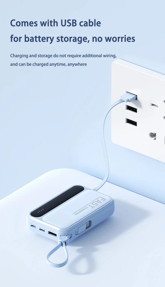 Xiaomi 100000mAh Large Capacity Power Bank Portable fast charging power bank with built-in 4 Cables Battery For IPhone Samsung