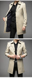 Spring Autumn Long Trench Men Fashion Business Casual Windbreaker Coat Mens Solid Single Breasted Trench Outerwear Plus Size 5Xl