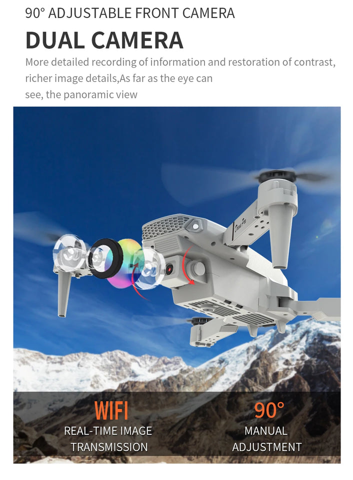 Professional Drone E88 wide-angle HD Camera WiFi FPV height hold collapsible Halloween, Thanksgiving, Christmas, gifts
