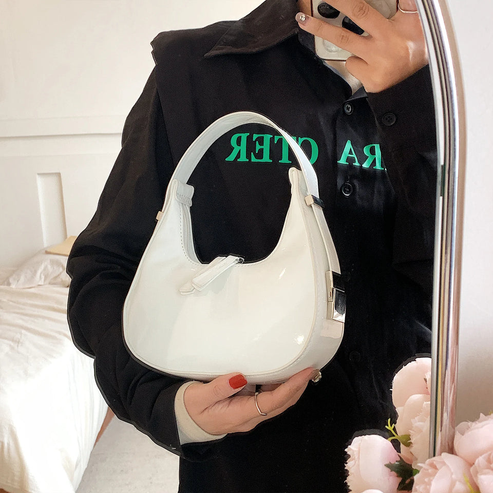 Retro Red Bag for Women Girls Half Moon Bag