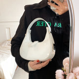 Retro Red Bag for Women Girls Half Moon Bag