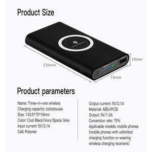 Wireless Power Bank Samsung Fast Charging 20000mAh Portable LED Display External Battery Pack for iPhone Xiaomi Huawei PowerBank