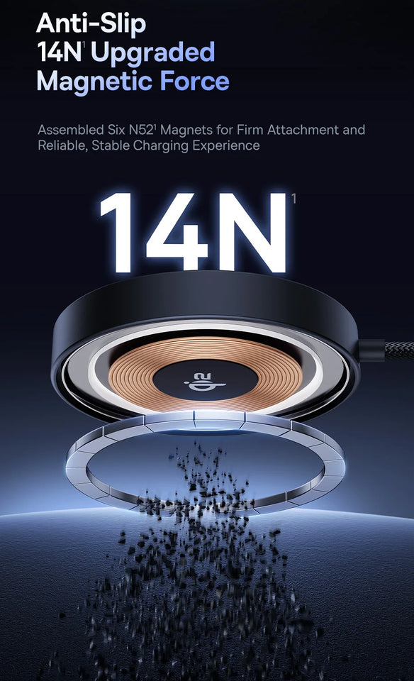 Baseus 15W Magnetic Wireless Charger Qi2 Certified Fast Charging Built-in Stand Phone Charger For iPhone 16 15 14 13 Pro Max