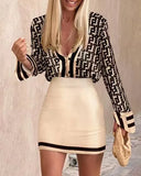 Women's Spring Autumn New Printed Shirt Long Sleeve Set