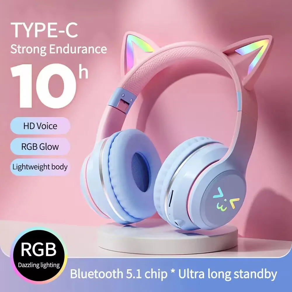 RGB Glow Portable Headphones Blutooth