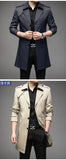 Spring Autumn Long Trench Men Fashion Business Casual Windbreaker Coat Mens Solid Single Breasted Trench Outerwear Plus Size 5Xl
