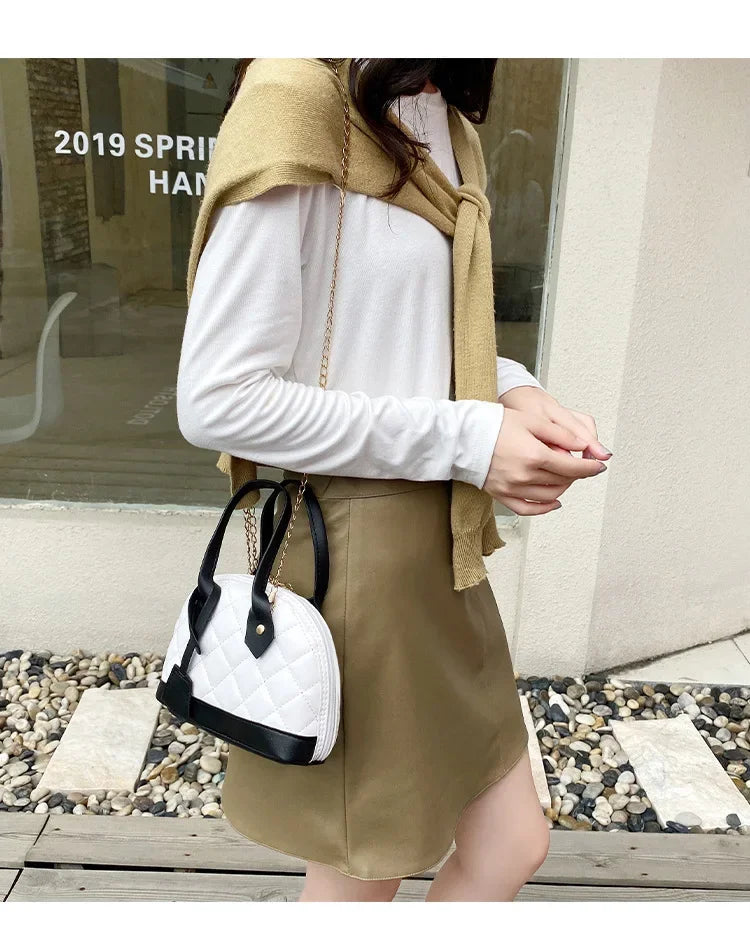 New Fashion Lingge Shell Bag Single Shoulder Messenger Bag