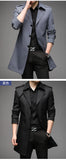 Spring Autumn Long Trench Men Fashion Business Casual Windbreaker Coat Mens Solid Single Breasted Trench Outerwear Plus Size 5Xl