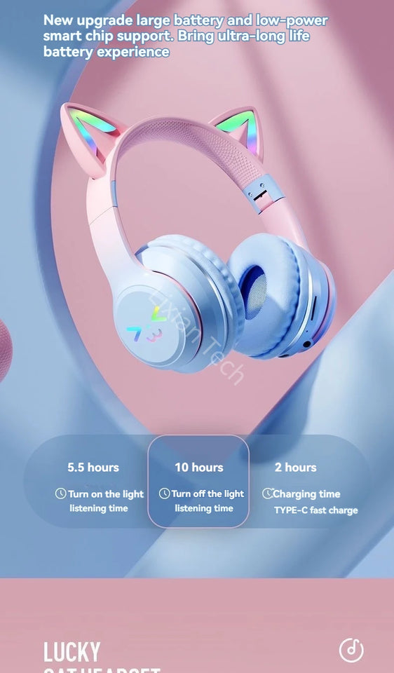 RGB Glow Portable Headphones Blutooth