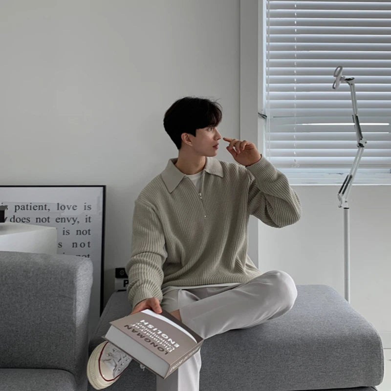 Men Korean Fashion Knitwear Harajuku Knit Sweater