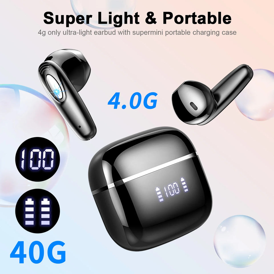 Wireless Earbuds, Bluetooth 5.3, 4 ENC Noise Canceling Mic
