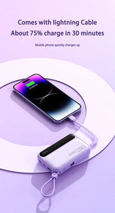 Xiaomi 100000mAh Large Capacity Power Bank Portable fast charging power bank with built-in 4 Cables Battery For IPhone Samsung