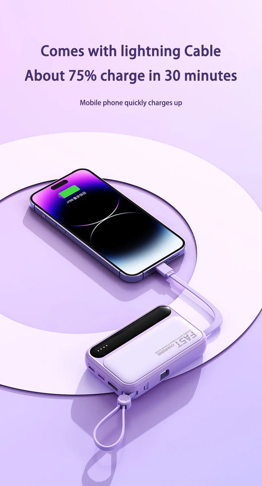 Xiaomi 100000mAh Large Capacity Power Bank Portable fast charging power bank with built-in 4 Cables Battery For IPhone Samsung
