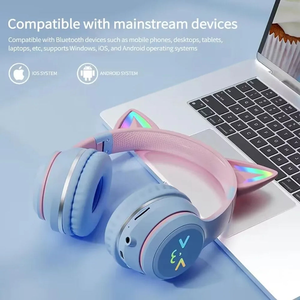 RGB Glow Portable Headphones Blutooth