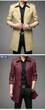 Spring Autumn Long Trench Men Fashion Business Casual Windbreaker Coat Mens Solid Single Breasted Trench Outerwear Plus Size 5Xl