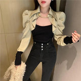 Office Lady Solid Color Patchwork Shirt