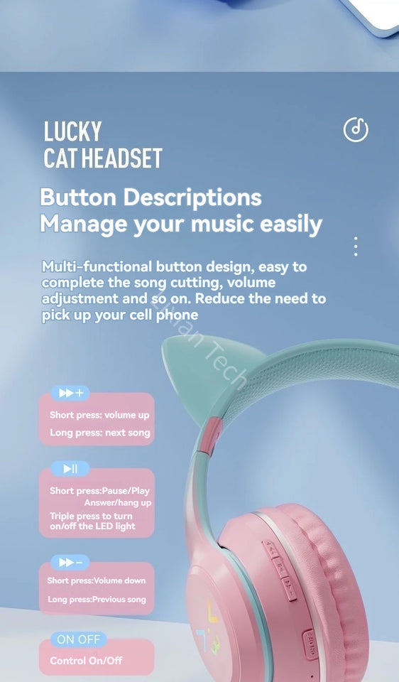 RGB Glow Portable Headphones Blutooth