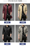 Spring Autumn Long Trench Men Fashion Business Casual Windbreaker Coat Mens Solid Single Breasted Trench Outerwear Plus Size 5Xl
